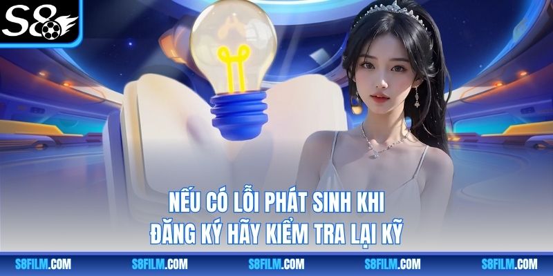 Nếu có lỗi phát sinh khi đăng ký hãy kiểm tra lại kỹ